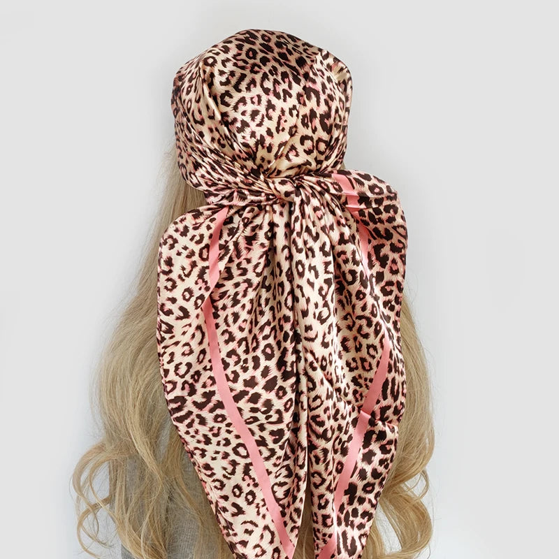 Elegante 90x90cm Bloemen Haar Sjaal voor Vrouwen - Stylish Designer Zachte Satijnen Sjaal & Halsdoek - Perfecte Vierkante Zijden Hals- & Haar Sjaal
