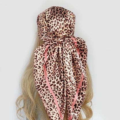 Elegante 90x90cm Bloemen Haar Sjaal voor Vrouwen - Stylish Designer Zachte Satijnen Sjaal & Halsdoek - Perfecte Vierkante Zijden Hals- & Haar Sjaal