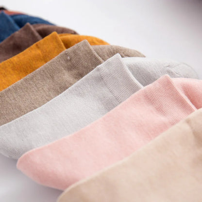 5 /10 Pairs Spring Women's Harajuku Solid  Thin Candy Color Colorful Bamboo Fiber Socks