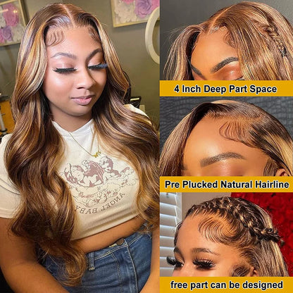 Prachtige Blonde Body Wave Menselijk Haar Hoogtepunten Peruk met 13X6 HD Lace Frontal - Onberispelijke Stijl en Comfort!