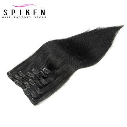 Sappige Jet Zwarte 100% Menselijke Haar Clip-In Extensions - Remy Kwaliteit, 30-60 Centimeter, Volledige Hoofdset (7 Stukken)