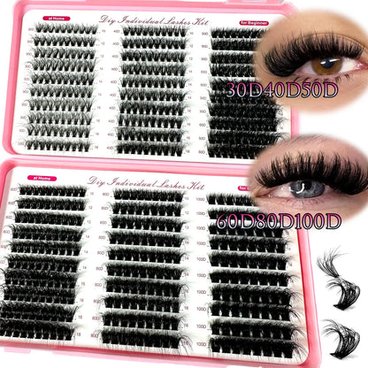 Adembenemende 570/640 stuks Individuele Cluster Wimpers - Dikke & Fluffy 30D/100D Mix Lengte voor Perfecte Doe-Het-Zelf Extensions!
