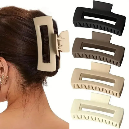 Set van 4 Chic Effen Kleur Holle Haarklemmen in de Vorm van Een Haai - Perfect voor Moeiteloze Hairstijlen!