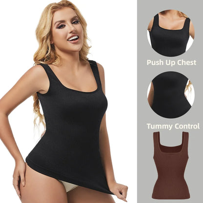 Stijlvolle S-3XL Dames Shapewear Tanktop - Naadloze Taille Trainer Tanks met Vierkante Kraag voor Buikcontrole en Lichaamsvormgeving