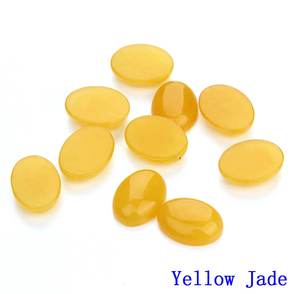 20pcs Natural Stone Oval Cabochons Flat Back Gemstones for Jewelry Making DIY Ring Pendant Earring Craft Supplies
