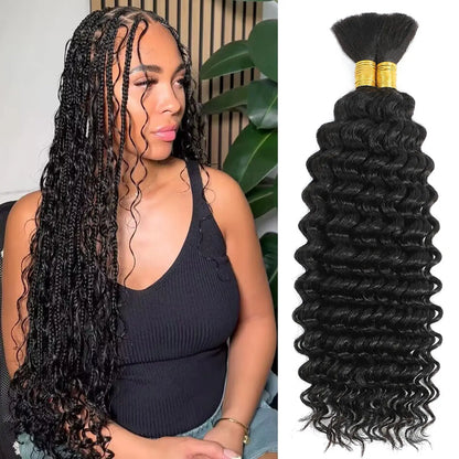 Luxueuze Diepe Golf Menselijk Vlecht Haar - 100g Bulk, Geen Weft voor Adembenemende Boho Vlechten