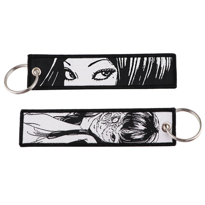 Stijlvolle Japanse Anime Geborduurde Sleutelhangers – Perfecte Sleuteltags voor Motorfietsen, Auto's en Rugzakken – Trendy Sleutelhanger Cadeaus voor Vrienden!