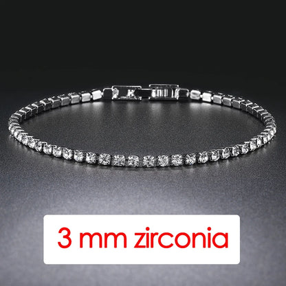 Trendy Vrouwen Tennisarmband met AAA+ Cubic Zirconia - Stijlvolle Zilveren Kristallen Ketting voor Tieners en Bruiloften - H086