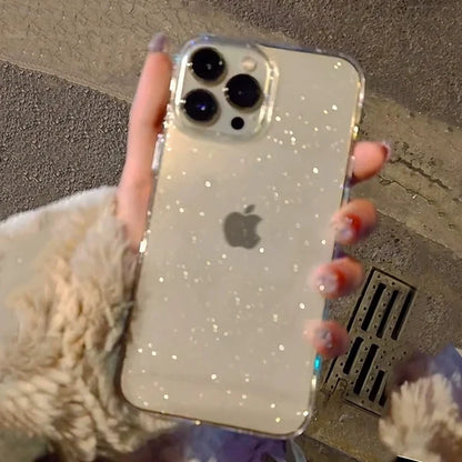 Glamoureuze Sprankelende Duidelijke Telefoonhoes voor iPhone 16, 15, 14, 13, 12, 11 Pro Max, X, XR, XS, 7, 8 Plus - Schokbestendig en Strak Zacht Hoesje