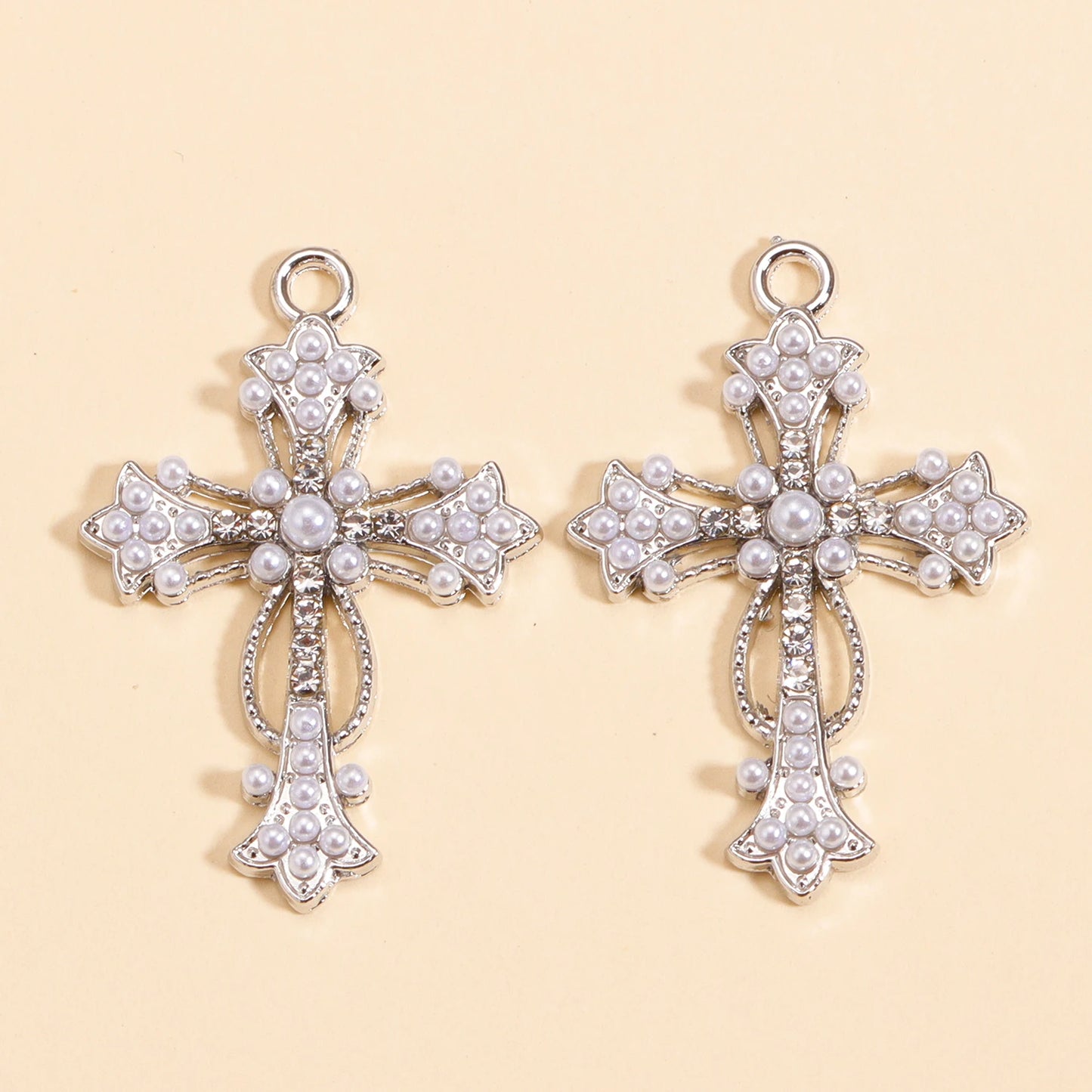 Crystal Cross Charms Gold Silver Crucifix Jewelry Making Supply