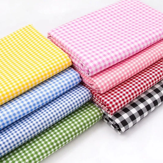 Colorful Gingham Cotton Fabric Twill Sewing Fabric 160x50cm DIY Kids Clothes Bedding Home Decor