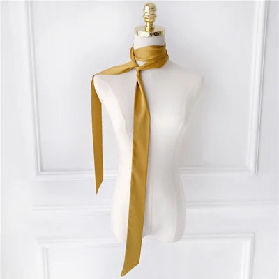Chic 190x5cm Dames Smalle Sjaal - Elegante Effen Kleur Chiffon Zijde in Levendig Rood met Veelzijdige Stylingmogelijkheden: Knoop, Taslint, Haarband of Choker!