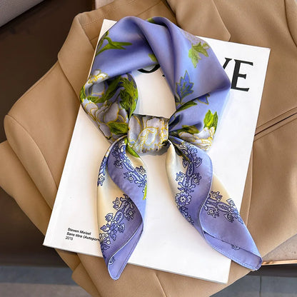 2024 Elegante Zijden Kattenprint Sjaal - Stijlvolle Hoofddoek & Sjaaltje voor Vrouwen - Luxueuze Satijnen Vierkante Sjaal & Multifuntionele Hijab Bandana