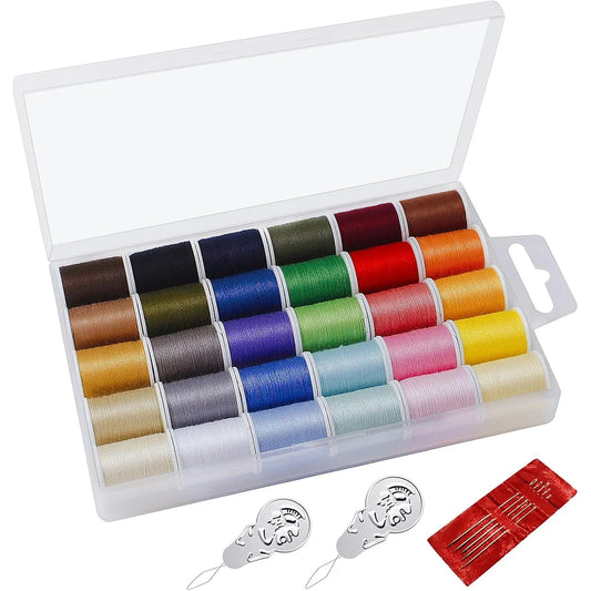 Kit fil couture polyester 30 couleurs avec aiguilles et enfile-aiguilles couture main DIY