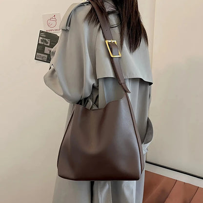 Chic Minimalistische PU Leren Schoudertas voor Vrouwen - Veelzijdige Handtas & Crossbody Stijl Perfect voor Werk