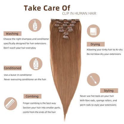 Transformeer je uitstraling met Isheeny 14"-24" Premium Braziliaanse Remy Clip-In Mensenhaar Extensions – Natuurlijke en Moeiteloze Schoonheid, Beschikbaar in 80G-140G!