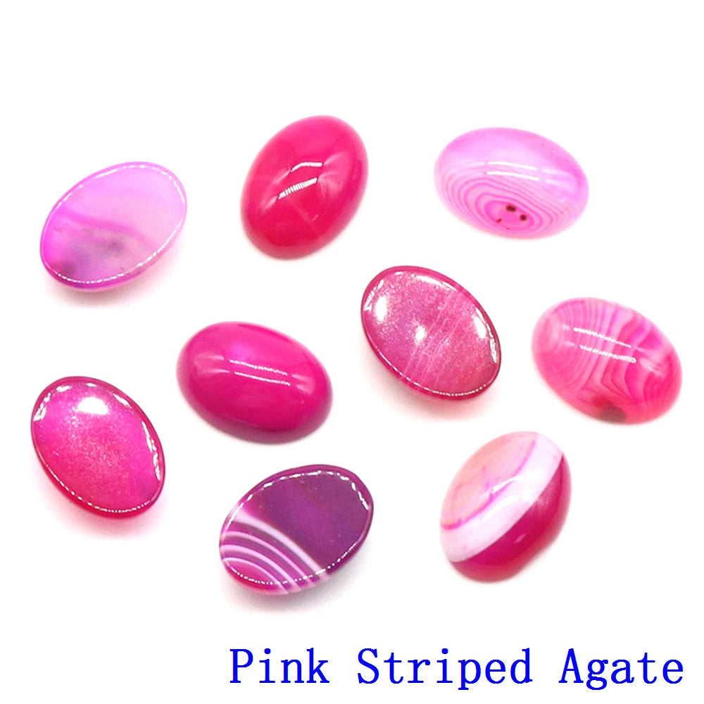 20pcs Natural Stone Oval Cabochons Flat Back Gemstones for Jewelry Making DIY Ring Pendant Earring Craft Supplies