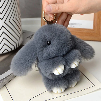 Schattige ZAKOL 15cm Fluffy Konijnenbont Pom Pom Sleutelhanger - De Perfecte Zachte en Schattige Accessoire voor Meisjes Tassen! Ideaal Cadeau voor Elke Gelegenheid!