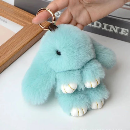 Schattige ZAKOL 15cm Fluffy Konijnenbont Pom Pom Sleutelhanger - De Perfecte Zachte en Schattige Accessoire voor Meisjes Tassen! Ideaal Cadeau voor Elke Gelegenheid!
