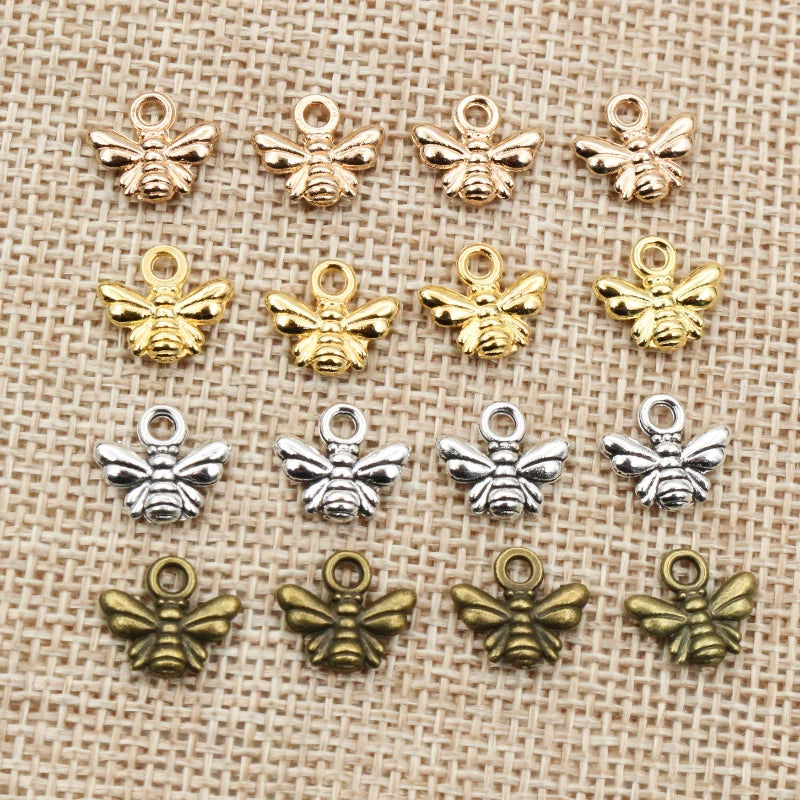 30pcs Bee Charms for Jewelry Making Antique Silver Gold Bronze