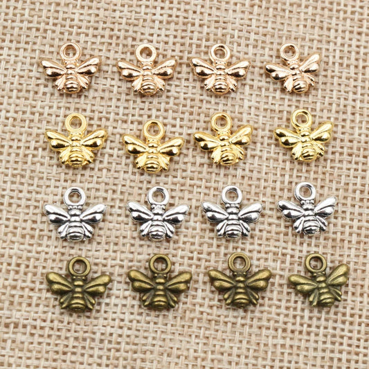 30pcs Bee Charms for Jewelry Making Antique Silver Gold Bronze