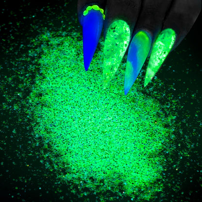 10g Blauw Groene Gloei-in-het-Donker Nagelpoeder - Luminieuze Pigmentstof voor Indrukwekkende Sieraden en Knutsel Decoraties