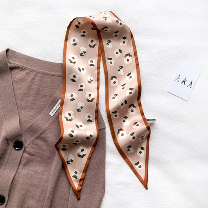 Trendy Floeiende Satijnen Zijde Haar Riem Sjaal voor Vrouwen – Stijlvolle Nekstrik, Tas Sjaal en Skinny Haarband – 2024 Collectie