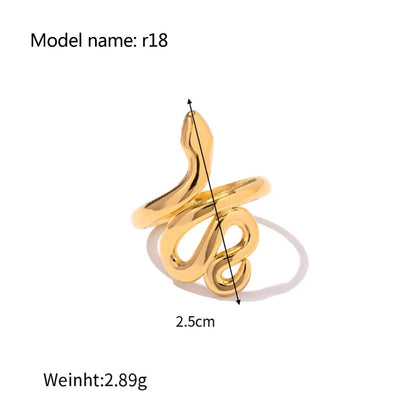 2025 Retro Hollow Zirconringen voor Vrouwen – Luxe Gouden Slangontwerp Trendsettende RVS Sieraden