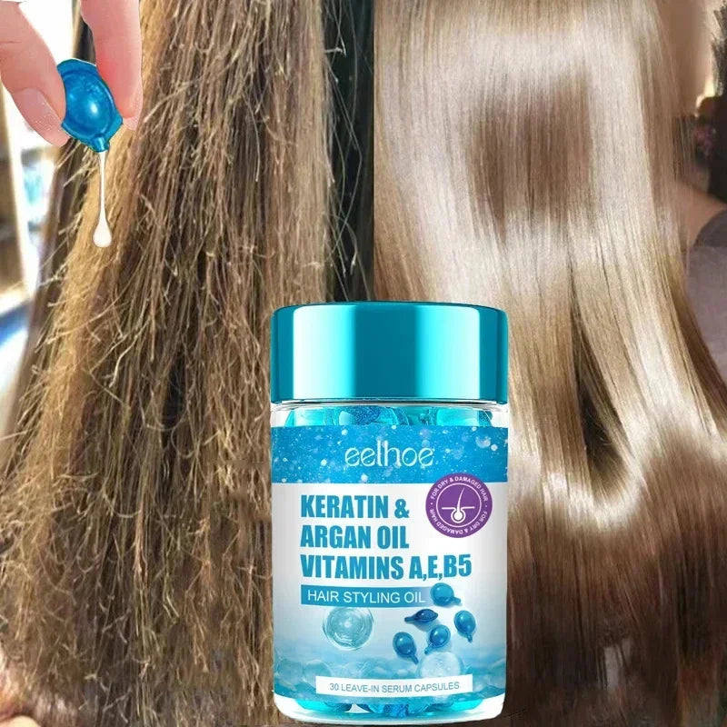 Revitalizeer je Haar met Magische Haar Vitamine Capsules - Keratin Olie voor Snelle Herstel, Zijdezachte Textuur en Stralende Glans! Diepe Hydratatie Oplossing voor Kroezig, Droog Hoofdhuid.