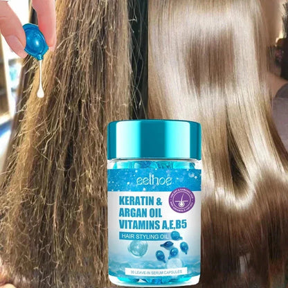 Revitalizeer je Haar met Magische Haar Vitamine Capsules - Keratin Olie voor Snelle Herstel, Zijdezachte Textuur en Stralende Glans! Diepe Hydratatie Oplossing voor Kroezig, Droog Hoofdhuid.