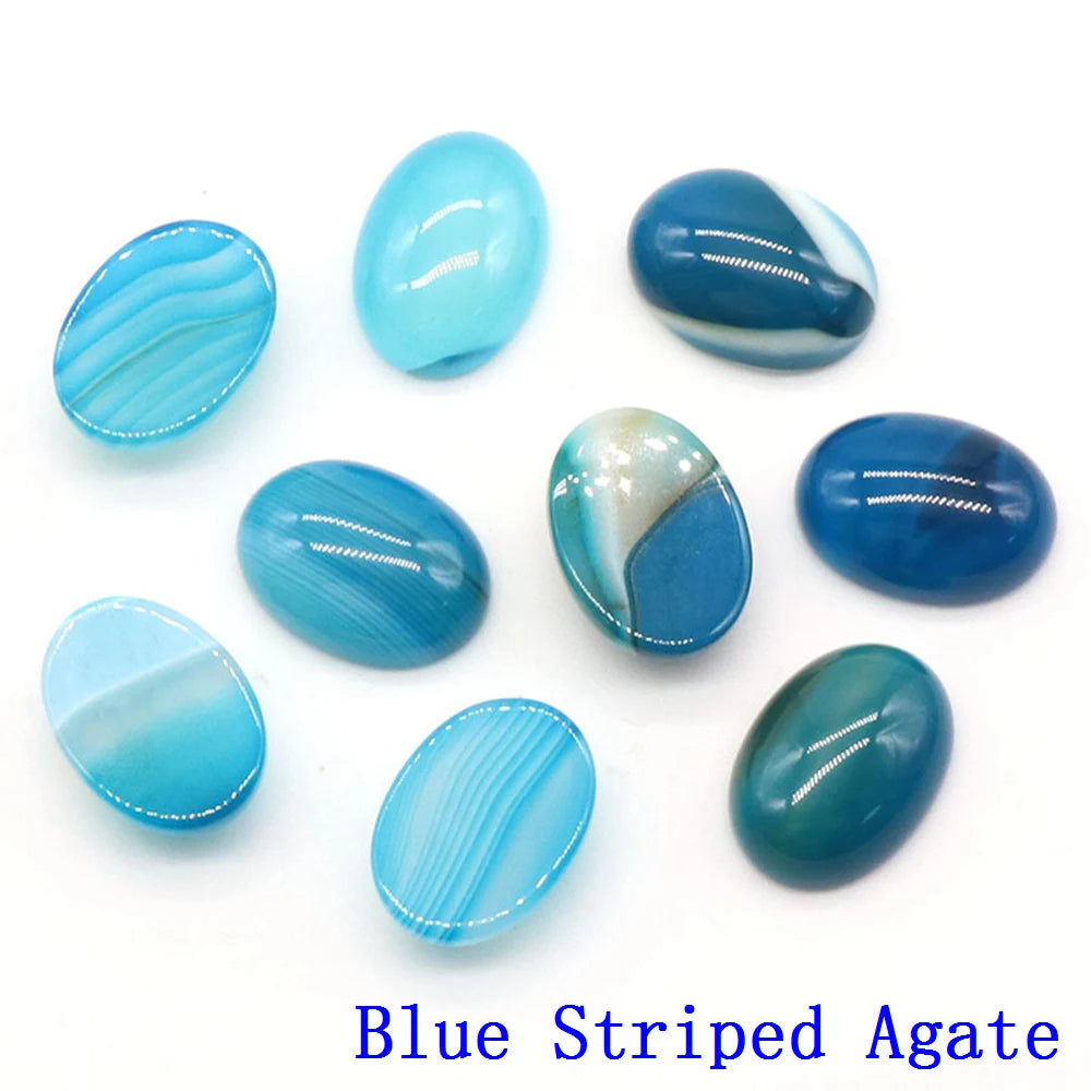 20pcs Natural Stone Oval Cabochons Flat Back Gemstones for Jewelry Making DIY Ring Pendant Earring Craft Supplies