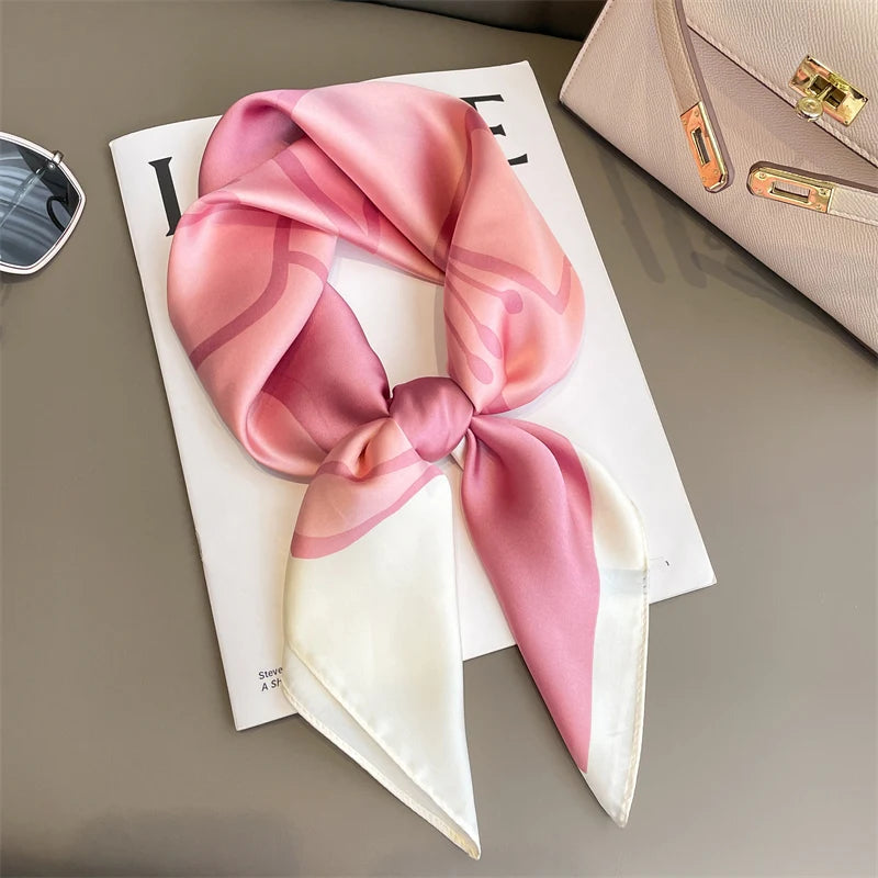 2024 Elegante Zijden Kattenprint Sjaal - Stijlvolle Hoofddoek & Sjaaltje voor Vrouwen - Luxueuze Satijnen Vierkante Sjaal & Multifuntionele Hijab Bandana