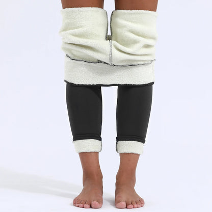 Gezellige Chique Dames Hoge Taille Thermoleggings - Naadloze Lamfleece voor Ultieme Warmte deze Winter