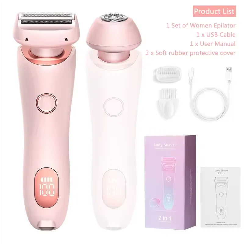 Veelzijdige 2-in-1 Elektrische Scheermes voor Dames - Waterdichte Damesrazor voor Probleemloze Harenverwijdering onder de Armen, Bikinilijn en Benen - Draagbare & Pijnloze Trimmer voor Elke Gelegenheid!