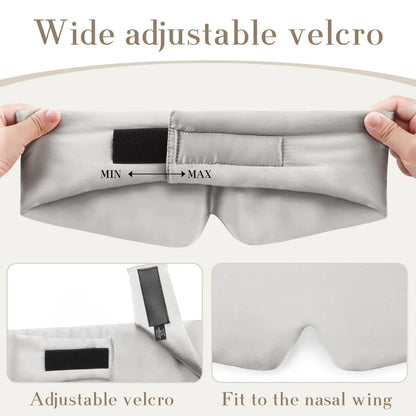 Luxe Verstelbare Zijde Oogslaapmasker voor Zijslapers, Perfect Oogmasker voor Rustgevende Slaap - 100% Pure Moerbei Zijde voor Mannen en Vrouwen