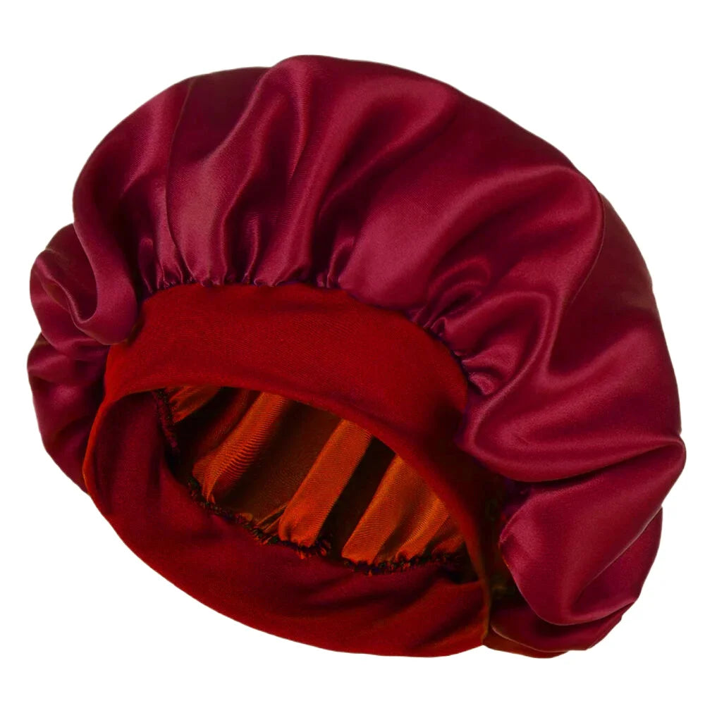 Satin Bonnets Night Sleeping Cap Large Elastic Wide Soft Band Colorful Silk Hat for Curly Hair Care Beauty Makeup for Women Men