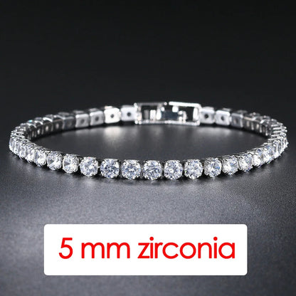 Trendy Vrouwen Tennisarmband met AAA+ Cubic Zirconia - Stijlvolle Zilveren Kristallen Ketting voor Tieners en Bruiloften - H086