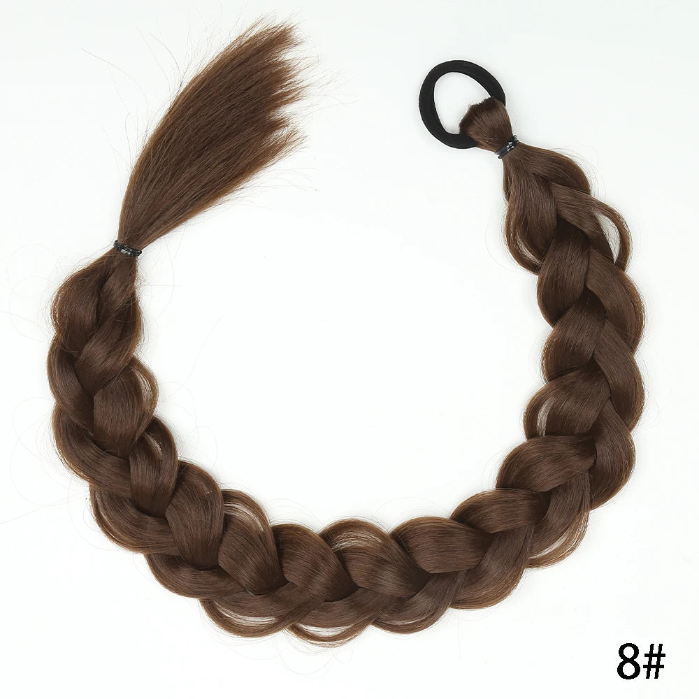 Luxe 24-Inch Synthetische Lange Twist Vlecht Paardestaart Extensions met Rubberband - Perfect voor Dagelijkse Styling en Boksliefhebbers