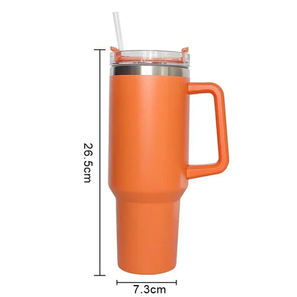 Extra grote 40oz geïsoleerde mok met handvat, deksel en rietje - Perfecte roestvrijstalen koffie reisthermosbekertje!