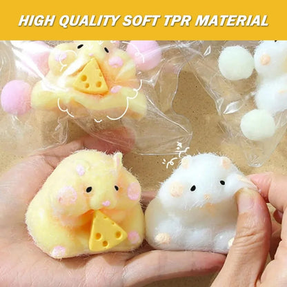 Schattig Knijp Hamster Speelgoed met Kaas - Perfecte Desktop Decoratie en Leuke Stressverlichter voor Kinderen en Tieners! Ideaal Cadeau voor Ontspanning en Fidgeten.