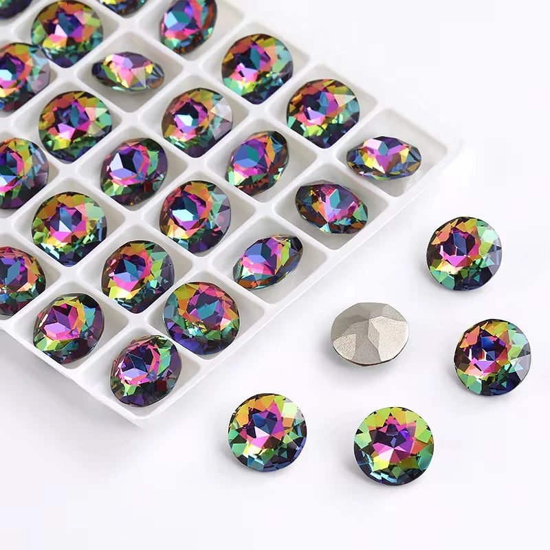 20 Pieces of Round K9 Glass Rhinestones Pointback Crystal 32 Facet Loose Stones for Jewelry Making Nail Art Garment Decor