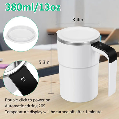 Slimme Zelfroerende Magnetische Koffiemok - USB Oplaadbare Thermosbeker met LCD-scherm voor Moeiteloos Mengen en Voedselveiligheid