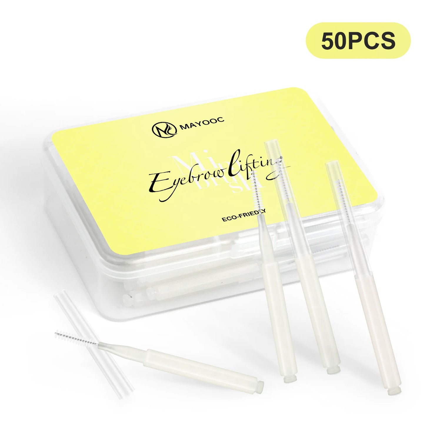 MAYOOC Mini Oogbrauwborstel Set – Wegwerp Oogbrowlifting & Permanent Borstels met Buigbare Microapplicators voor Perfecte Wimpertoepassing