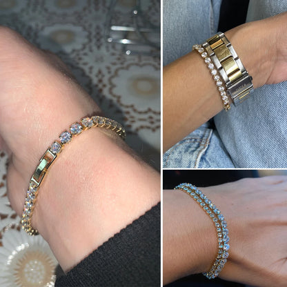 Trendy Vrouwen Tennisarmband met AAA+ Cubic Zirconia - Stijlvolle Zilveren Kristallen Ketting voor Tieners en Bruiloften - H086