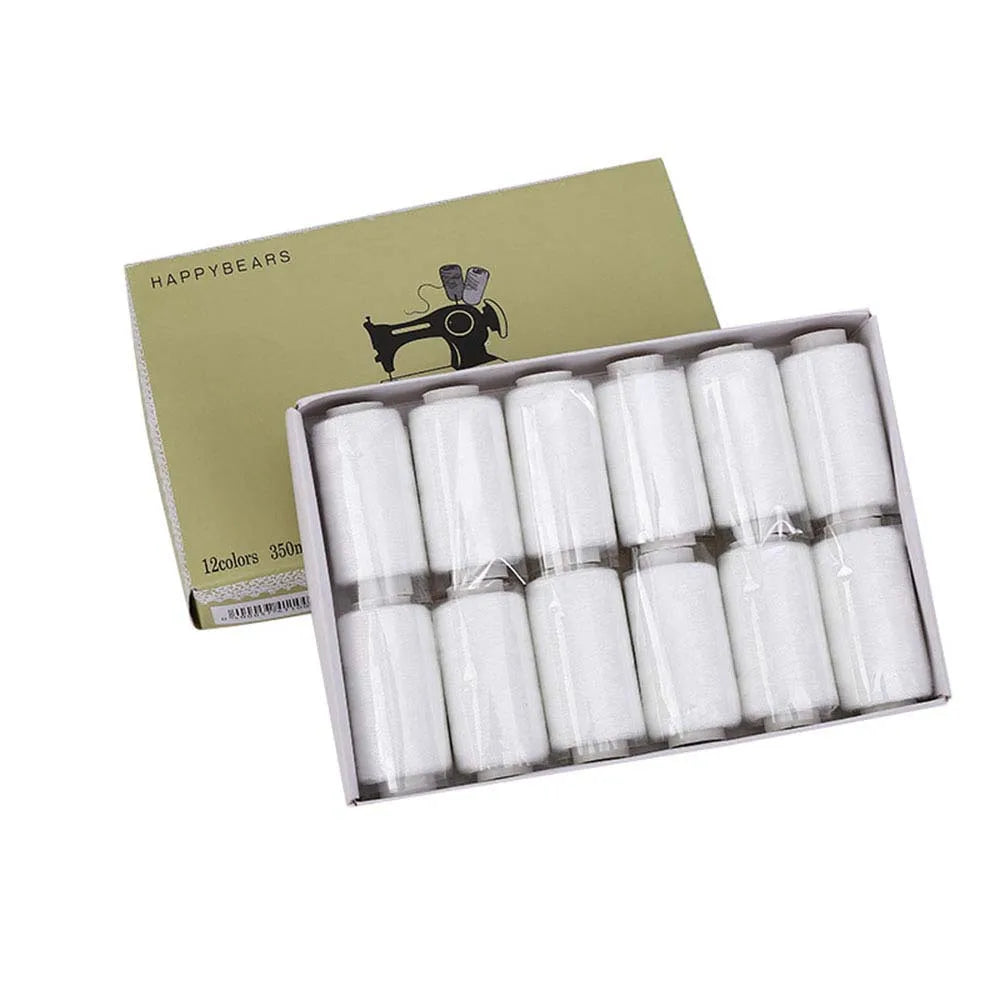 Lot de 12 bobines fil couture polyester 350 m couture main machine DIY mercerie