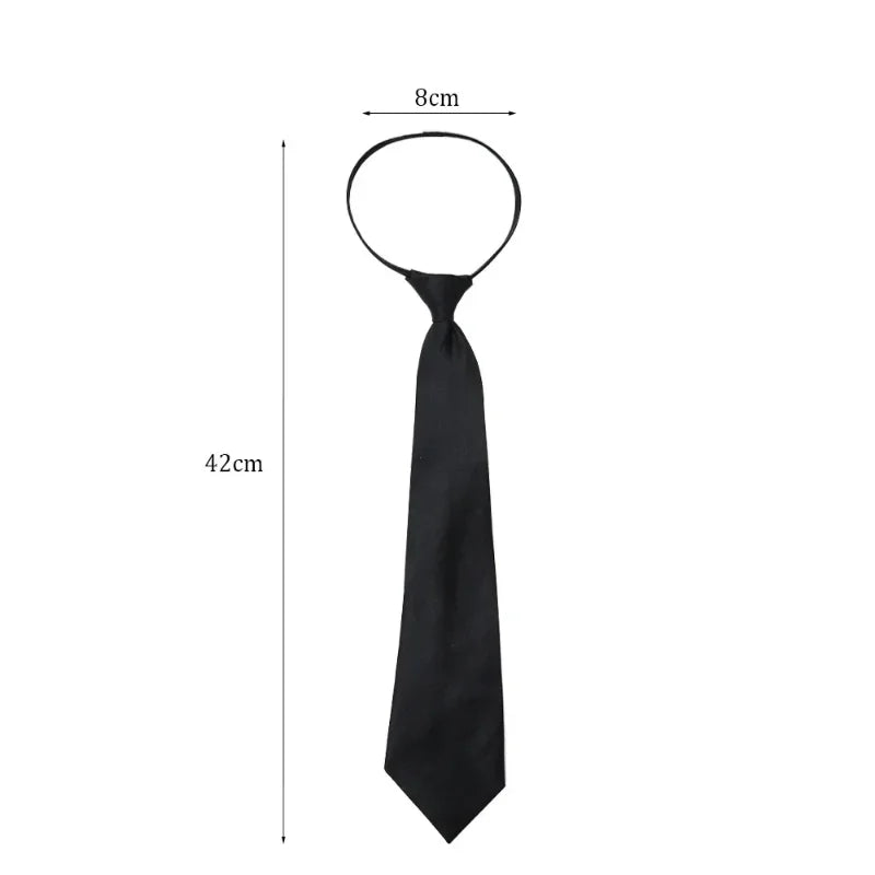Stijlvolle Unisex Zwarte Clip-On Stropdas - Perfect voor Beveiliging, Uniformen en Studentenmode