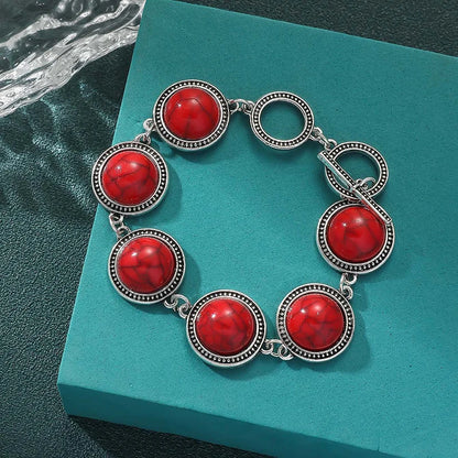 Chic Boho Vintage Ronde Parel Armbanden voor Dames - Verstelbare Bangles met Blauwe, Rode en Zwarte Kralen - Elegante Boheemse Sieraden Collectie