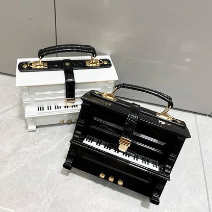 Luxe Handgemaakte Piano-Vormige Schoudertas voor Dames - Chic Ontwerpershandtas en Messenger Bag voor Speciale Gelegenheden