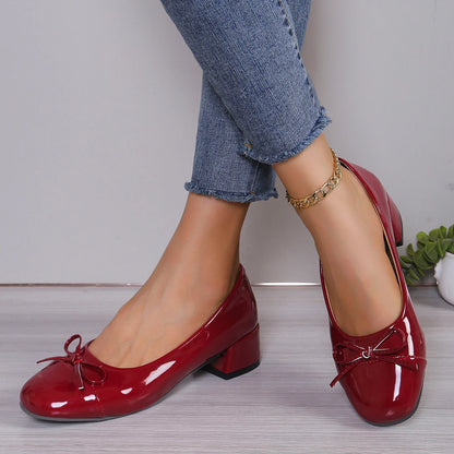Chique Dames Platform Heels met Strik - Stijlvolle Ronde Neus Ballet Mary Janes voor Kantoor en Alledaags Gebruik