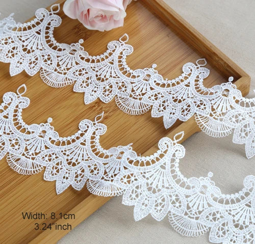 8.1cm Floral Embroidered Lace Trim Polyester Sewing Lace for Clothing Decor DIY Crafts